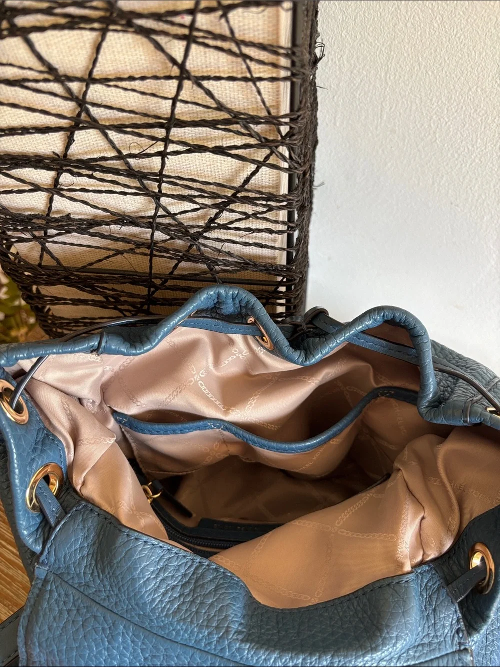 MICHAEL KORS Blue Pebble Leather Backpack
